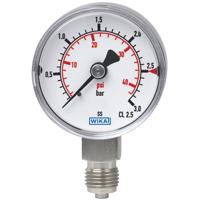48751019 WIKA NPT 1/4 Analogue Pressure Gauge 2.5bar Bottom Entry 50mm Outside Diameter