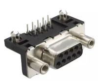 id09s33e4gv00lf Amphenol Communications Solutions ID 9 Way Right Angle Plug-In Mount D-sub Connector Socket, 2.74mm Pitch, with Screw