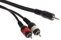 742-4545 RS PRO Male 3.5mm Stereo Jack to Male RCA x 2 Aux Cable, Black, 5m