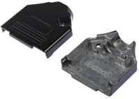 mhdtzk15-bk-ra-pc-bk-k MH Connectors MHDTZK-BK Series Zinc D Sub Backshell, 15 Way, Strain Relief