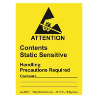 alabel SCS Yellow Safety Labels, Attention-Text 47 mm x 64mm