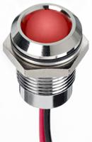 130-1084 RS PRO Red Panel Mount Indicator, 24V dc, 14mm Mounting Hole Size, Lead Wires Termination, IP67