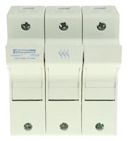 us3j3 Mersen 30A Rail Mount Fuse Holder for 22 x 58mm Fuse, 3P, 600V ac