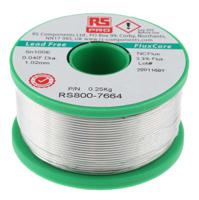 800-7664 RS PRO Wire, 1.01mm Lead Free Solder, 228°C Melting Point