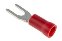 534-266 RS PRO Insulated Crimp Spade Connector, 0.5mm² to 1.5mm², 22AWG to 16AWG, M4 Stud Size Vinyl, Red