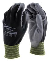 11601080 Ansell Hyflex Black Nylon Nylon Work Gloves, Size 8, Polyurethane Coating