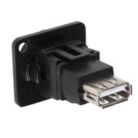916-0221 RS PRO Straight, Panel Mount, Socket- Single Port Type A to A 2.0 USB Connector