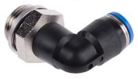 qsl-g38-8 Festo QS Series Elbow Threaded Adaptor, G 3/8 Male to Push In 8 mm, Threaded-to-Tube Connection Style, 186121