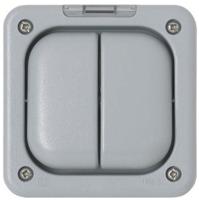 k56422gry MK Electric Grey Outdoor Light Switch, 2 Way, 2 Gang, K56422GRY