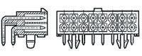 1-794108-0 TE Connectivity Mini-Universal MATE-N-LOK Series Right Angle Through Hole PCB Header, 24 Contact(s), 4.14 mm Pitch, 2