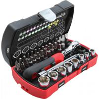 73-r40 SAM 40-Piece Metric 1/4 in Standard Socket/Bit Set with Ratchet, 6 point; Hex Bit; Phillips Bit; Pozidriv Bit; Slotted