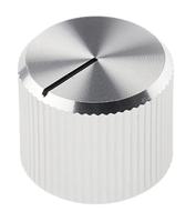 465-9836 RS PRO 15mm Silver Potentiometer Knob for 6.4mm Shaft Splined