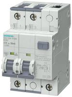 5su1324-7kx06 Siemens RCBO, 6A Current Rating, 2P Poles, 30mA Trip Sensitivity, Type C, Sentron Range