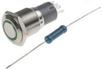 811-8402 RS PRO Illuminated Push Button Switch, Latching, Panel Mount, 16mm Cutout, SPDT, Green LED, 250V ac, IP65, IP67