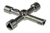 985548 Facom Aluminium 4-way Control Cabinet Key, 4 cavities: - 2 square cavities: 6, 8 mm (A). - 1 triangular cavity: 9 mm