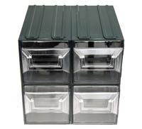 236-3612 RS PRO 4 Drawer Storage Unit, Plastic, 208mm x 208mm x 222mm, Transparent