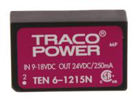 ten-6-1215n TRACOPOWER TEN 6N DC-DC Converter, 24V dc/ 250mA Output, 9 → 18 V dc Input, 6W, Through Hole, +85°C Max Temp