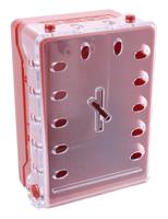 compact-lock-box6-red-keyed-diff-locks Brady 6 Padlock Lockout Station, 69.7 x 148.5 x 100.3mm