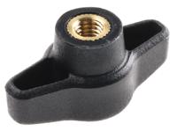 169-345 RS PRO Black Wing Clamping Knob, M6, Threaded Through Hole