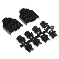 mhdtzk9-bk-ra-pc-bk-k MH Connectors MHDTZK-BK Series Zinc D Sub Backshell, 9 Way, Strain Relief