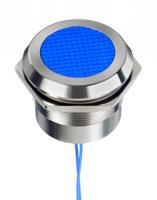 253-8518 RS PRO Blue Panel Mount Indicator, 12 → 24V ac/dc, 30mm Mounting Hole Size, Lead Wires Termination, IP67, IP69K