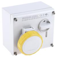 5051670 Scame Right Angle Switchable IP66, IP67 Industrial Interlock Socket 2P+E, Earthing Position 4h, 16A, 130 V