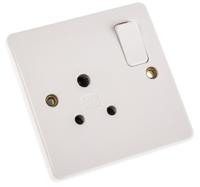 k2891-whi MK Electric Logic Plus White 1 Gang Plug Socket, 2 Poles, 5A, Indoor Use