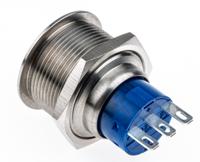 175-9334 RS PRO Push Button Switch, Momentary, Panel Mount, 22.2mm Cutout, SPDT, 250V ac, IP67