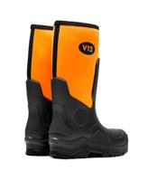 v211003 V12 Footwear V2110 Black, Orange Steel Toe Capped Unisex Safety Wellingtons, UK 3, EU 36