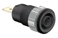 233060-21 Staubli Black Female Banana Socket, 4 mm Connector, Tab Termination, 32A, 1000V, Gold Plating