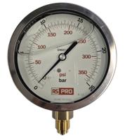 152-291 RS PRO BSP 3/8 Analogue Pressure Gauge 25bar Bottom Entry 100mm Outside Diameter