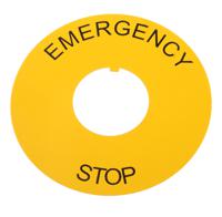 we16300 BACO Legend Plate for Use with BACO Series, Emergency Stop