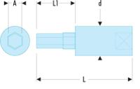 rt3 Facom 1/4 in Drive Bit Socket, Hex Bit, 3mm, 37 mm Overall Length