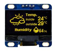 mdob128064xv-yi Midas 1.28in Yellow Passive matrix OLED Display 128 x 64pixels COB I2C Interface