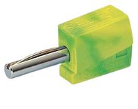 215-911 WAGO Green/Yellow Male Banana Plug, 4 mm Connector, Cage Clamp Termination, 20A, 42V, Nickel Plating