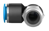 qsl-38-10 Festo QS Series Elbow Threaded Adaptor, R 3/8 Male to Push In 10 mm, Threaded-to-Tube Connection Style, 153052