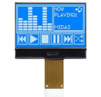 mccog128064b12w-bnmlw Midas MCCOG128064B12W-BNMLW Graphic LCD Display Blue, Transmissive