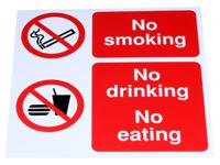 763-1724 PP No Smoking Drinking or Eating Prohibition Sign, No smoking - No drinking - No eating, English