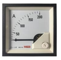 186-2437 RS PRO Analogue Panel Ammeter 200 (Scle) A, 200/5 (CT) A, 5 (Input) A AC, 68mm x 68mm, 1 % Moving Iron