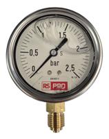 180-000 RS PRO BSP 1/4 Analogue Pressure Gauge 2.5bar Bottom Entry 63mm Outside Diameter