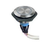 av51222000074bk APEM Illuminated Vandal Proof Push Button Switch, Momentary, Panel Mount, 30.2mm Cutout, SPST, Blue LED, 30V dc, IP67