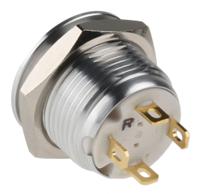 175-8516 RS PRO Illuminated Push Button Switch, Momentary, Panel Mount, 16mm Cutout, SPST, Red LED, 36V dc, IP67