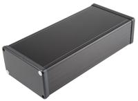 1455n2201bk Hammond 1455 Series Black Aluminium Enclosure, IP54, Black Lid, 220 x 103 x 53mm
