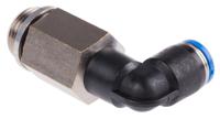 qsll-g38-8 Festo QS Series Elbow Threaded Adaptor, G 3/8 Male to Push In 8 mm, Threaded-to-Tube Connection Style, 186132