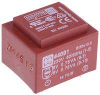 44091 Myrra 6V ac 2 Output Through Hole PCB Transformer, 1.5VA
