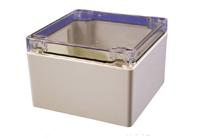 1554p2gycl Hammond 1554 Series Polycarbonate Enclosure, IP68, Clear Lid, 4.7 x 4.7 x 3.15in