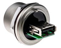 122-3021 RS PRO Straight, Panel Mount, Socket- Single Port Type A USB Connector