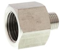 1861-13-21 Legris Stainless Steel Pipe Fitting, Straight Hexagon Increaser, Male R 1/4in x Female G 1/2in