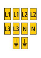 561-02303-wic2-l1l2l3nearth-pa66-ye HellermannTyton WIC Snap On Clip On Cable Marker, assorted colours, Pre-printed "Earth Symbol, L1, L2, L3, N", 2.8