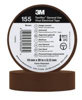 3m-155-brown-19mm-x-20m 3M Temflex 155 Brown Vinyl Electrical Tape, 19mm x 20m